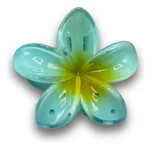 Set Pack Broches Hebilla Gancho De Pelo Flor Hawaiana X4 Celeste/violeta/blanco/rojo