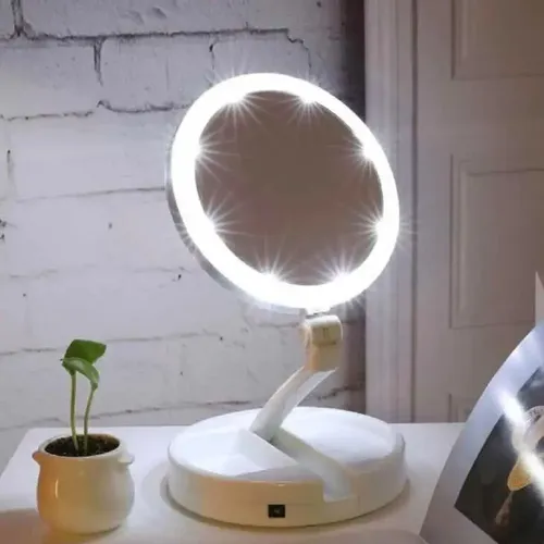 Espejo Luz Led Maquillaje Plegable Aumento Portátil Usb