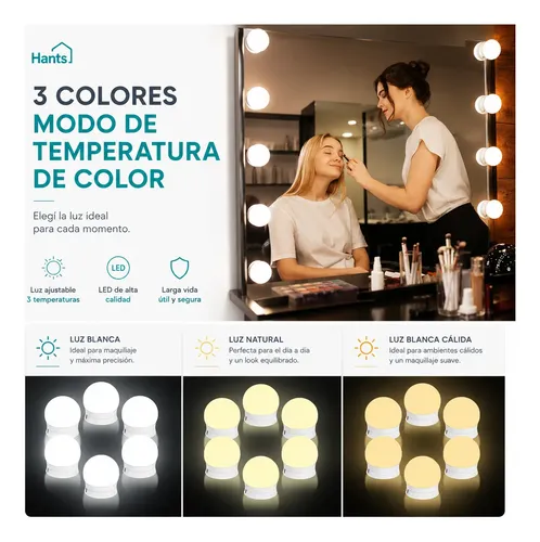 Kit 10 Focos Lamparas Luz Led Espejo Usb Vanity Camarin