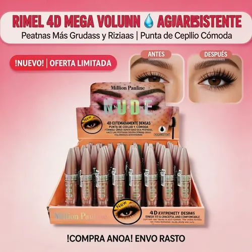 Máscara De Pestañas Rímel Million Pauline 4d Nude Waterproof