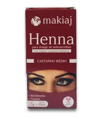 Henna Perfilador De Cejas Tinte Makiaj Brasil Tonos Color Castaño Medio
