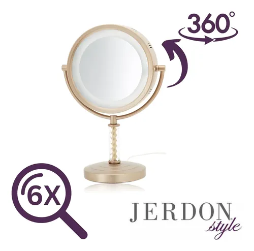 Espejo De Maquillaje Jerdon De Mesa Con Luz Y Aumento 1x/6x