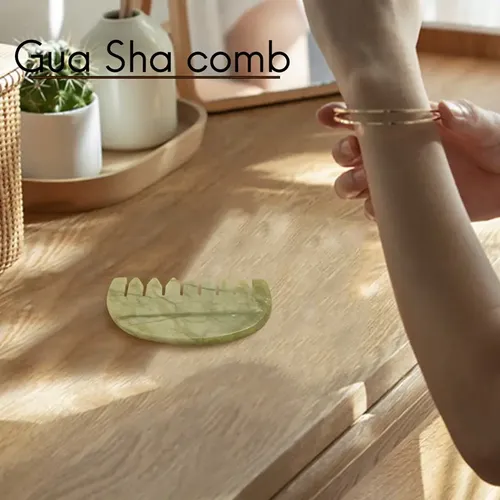 – Peine De Madera Guasha, De Jade Natural, Para El Cuidado =