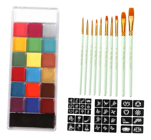 20 Colores Cara Cuerpo Pintura Paletas Halloween Verde