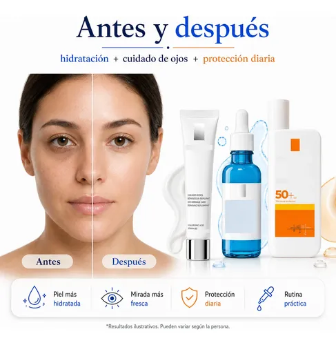 Kit Skincare Facial Sérum Hidratante Crema Ojos Protector
