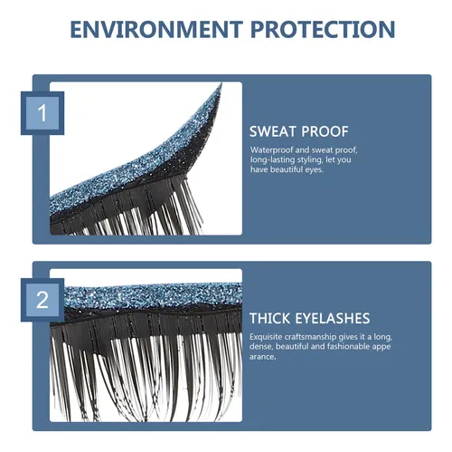 4pares Adhesivos De Pestañas Azules Impermeables Para Mujer