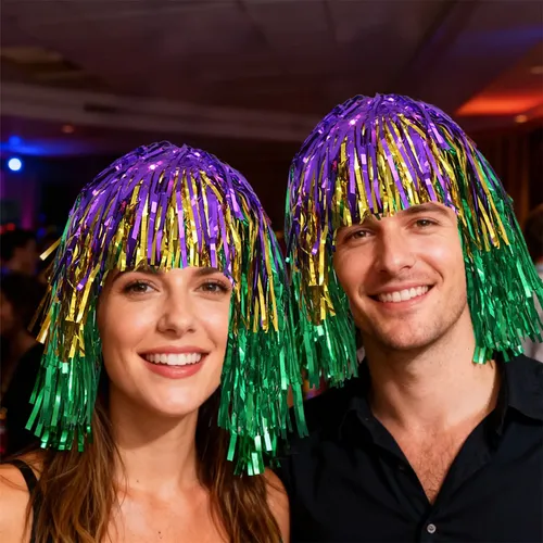Peluca De Plástico Con Forma De Lluvia, Sombrero, Peluca, Fi Multicolor