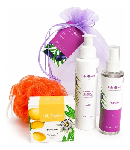 Kit Regalo Tuly Miguez Jabon Crema Corporal Perfume Acai