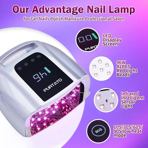 Lámpara Uv Recargable Plata Profesional 96w Portátil