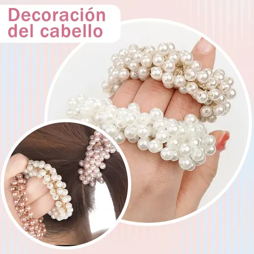 5 Scrunchies Elásticos Para Cabello Perlas Niñas