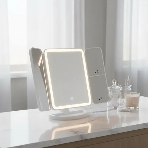 Espejo De Maquillaje Led 3 Modos Aumento 1x 2x 3x Recargable