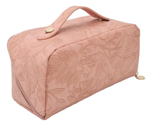 Bolsa De Maquillaje Para Cosméticos, Piel Sintética, Apertur