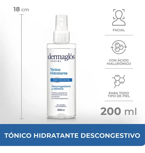 Tónico Dermaglos Hidratante Descongestivo X200 Ml