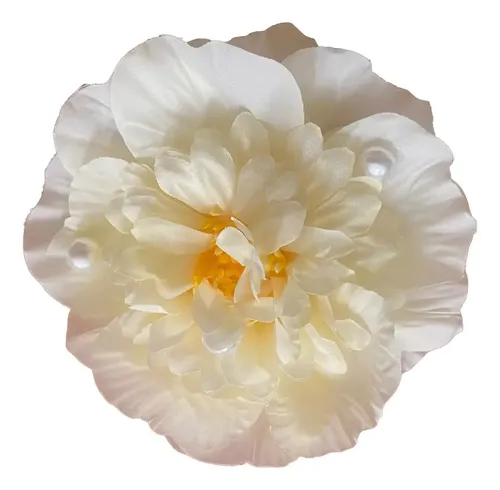 Hebilla Broche Para Pelo Flor Tela Con Pico Peinado Oriental Beige