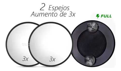 Espejo 3x Aumento / 2 Pzas Con Ventosas / Maquillaje