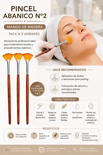 Pack De 3 Pincel Abanico N° 2 Para Peeling- Ácidos