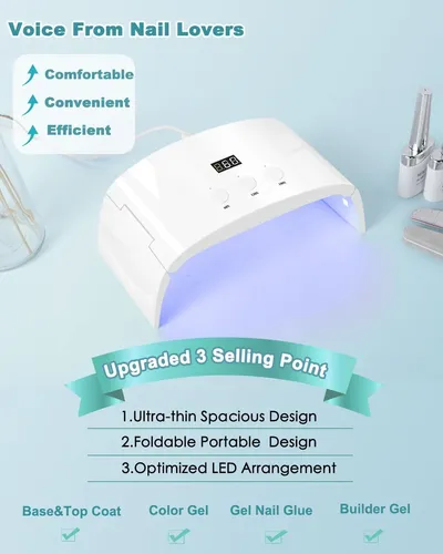 Lámpara Uv Led Blanca Secado Gel Uñas 3 Tiempos Lcd