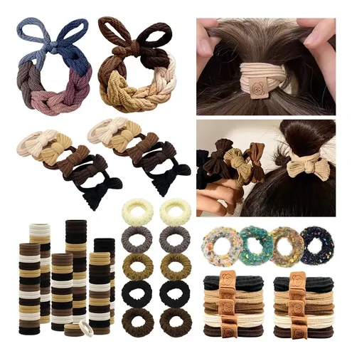 # 136pcs Gomitas Cabello Donas Maquillaje Mujer Ligas .z