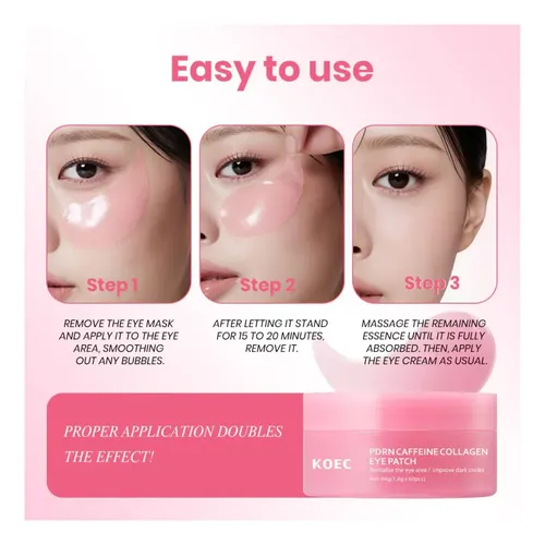 Parches Under Eye Colágeno Cafeína Antiedad Ojeras Coreano