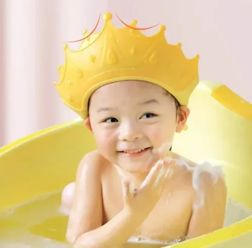 Gorro Visera Sombrero De Baño Ducha Niños Bebés Corona Color Amarillo