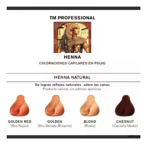Henna Natural Tm Professional Tintura Capilar En Polvo X90gr