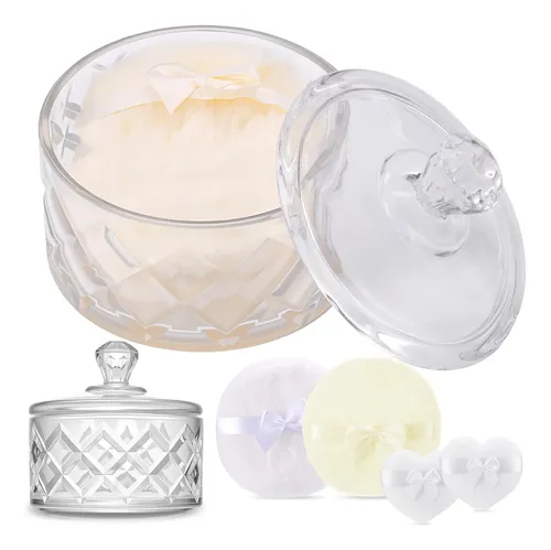 Set Powder Puff Pimoys Con Lazo Blanco/amarillo, 3 Unidades