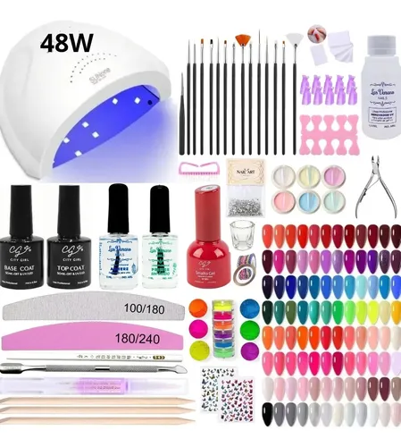 Kit Profesional Completo Uñas Soft Gel Con Cabina 48w Uv Led Surtido