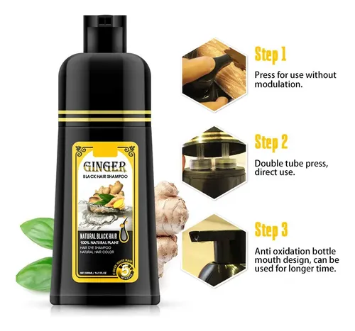 Ginger Black Champú Tinte Semipermanente, Instantáneo 30-…