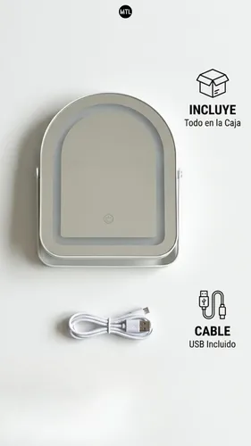 Espejo Maquillaje Led Mtl Luz Touch Ajustable Diseño Moderno