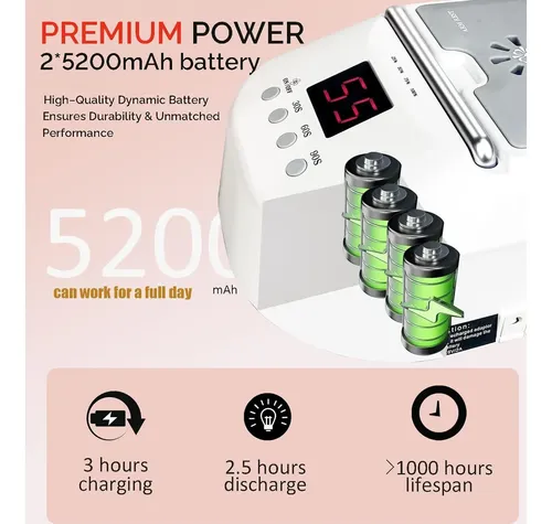 Lámpara De Uñas Inalámbrica Obegoo Uv Led 5200mah Blanco