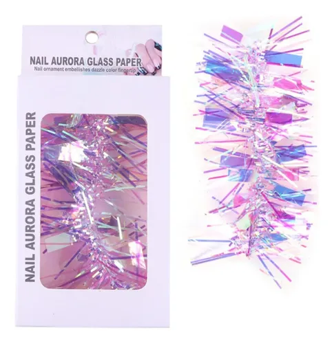 Adhesivos De Uñas Holográficos Iridiscentes Arcoíris Rosa Cl