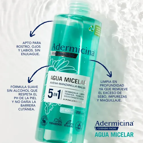 Adermicina Agua Micelar Cuidado Facial  400ml.