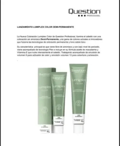 Tintura Question Lumiplex Sin Amoniaco X60gr Tono 10.10 rubio extra claro perla metalizada