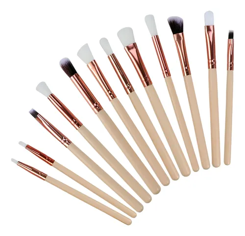 Set 12 Pinceles Profesionales De Maquillaje Ojos Y Polvo