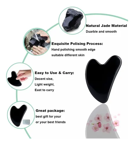 Gua Sha Facial Ditind Obsidiana Negra Masaje Corporal