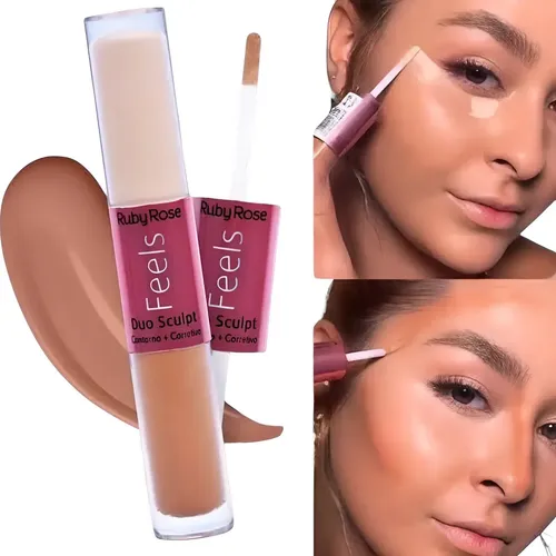 Corrector Y Contorno Duo Sculpt Feels Ruby Rose Tono Corrector Pudium 20 Contorno Capuccino 10