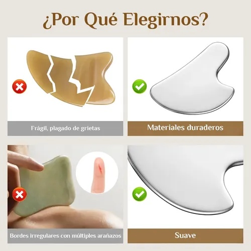 3 Pzs Gua Sha, Masaje Facial Gua Sha De Acero Inoxidable,