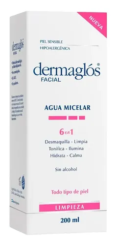 Agua Micelar Dermaglos 6 En 1 Limpiador Desmaquillante 200ml