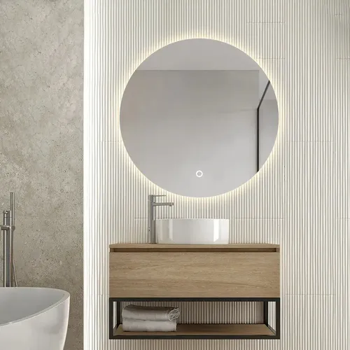 Espejo Moderno Digital Luz Led Redondo Baño Smart Touch 60cm