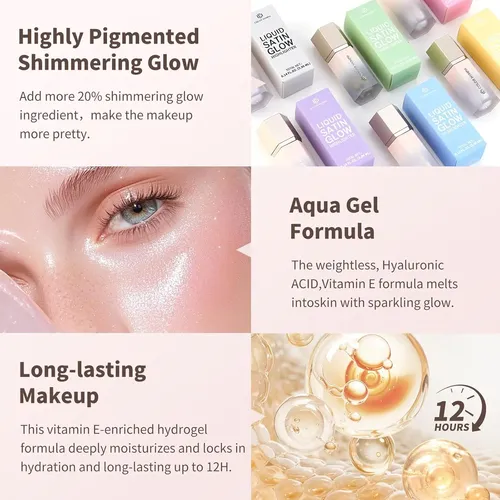 Iluminador Líquido Rosa Fluorescente Brillo Facial Y Corpor