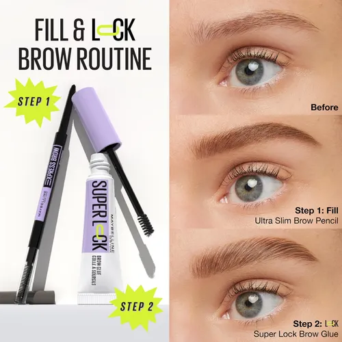 Gel Adhesivo Para Cejas Maybelline Super Lock, Impermeable,