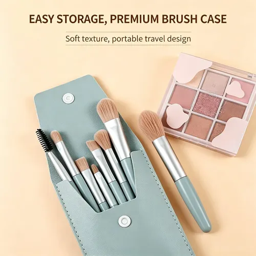Juego De Brochas Con Cerdas Suaves Estuche Compacto Portátil