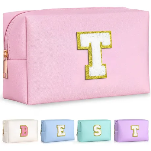 Bolsa De Maquillaje Topeast De Piel Sintética Con Iniciales