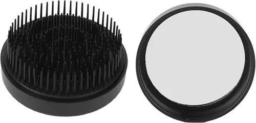 Cepillos Para El Cabello Plegables Con Espejo De Viaje Negro