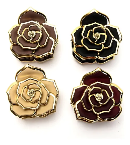 Broche De Pelo Flor Rosa Opaco Con Dorado