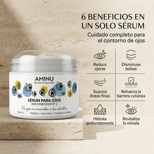 Contorno De Ojos Aminu Antiojeras Bolsas Cansancio 100ml 2×1