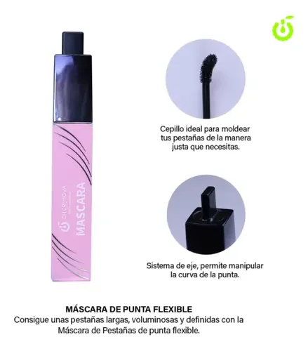 Cherimoya Máscara De Pestañas Punta Flexible 10g Profesional Negro