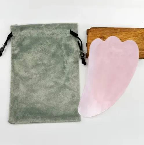 Placa Gua Sha De Cuarzo Rosa Natural – Masaje Con Cristal Pr