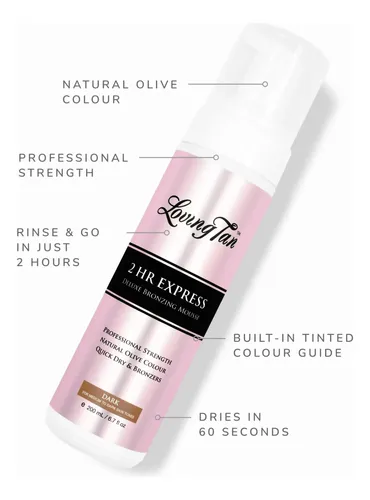 Loving Tan 2 Hr Express Mousse, Oscuro, Sin Rayas,