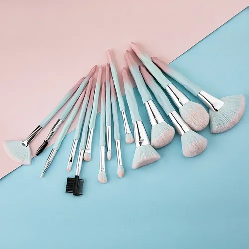 Set De 15 Brochas De Maquillaje Azul Degradado